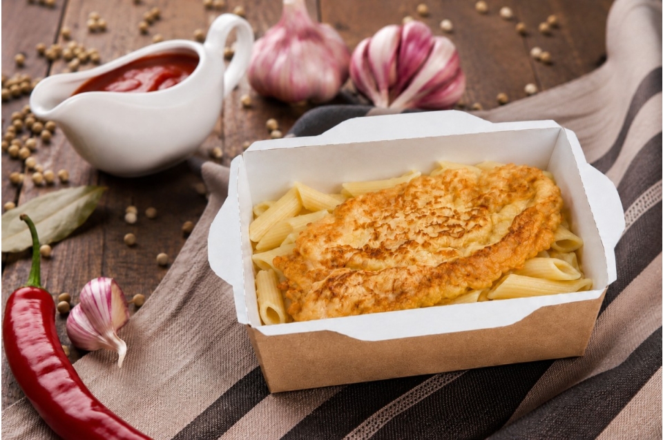 купить отбивная из филе куриного с с макаронами - пироговая компания