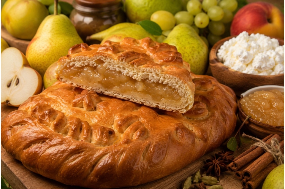купить пирог с яблоком и грушей - пироговая компания