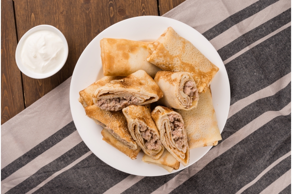 купить блины с фаршем мясным замороженные - пироговая компания