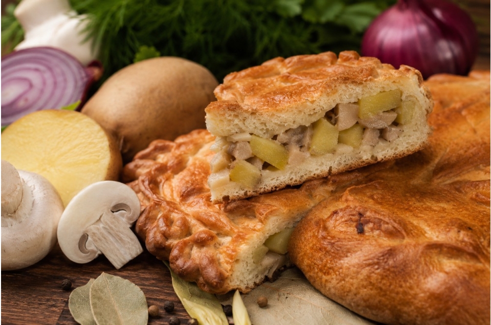 купить пирог постный с картофелем и грибами - пироговая компания